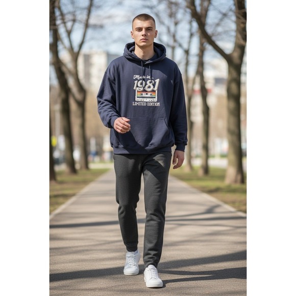 Gildan Other - Gildan Hoodie Men's Navy Blue 2XL Made in 1981 Graphic Cotton‎ Blend